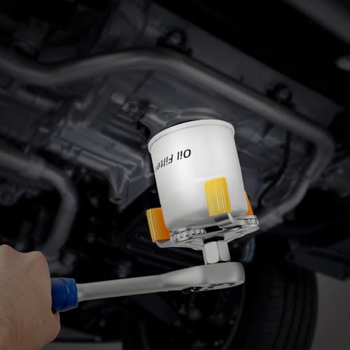 Spurtar 3-Jaw Oil Filter Wrench Adjustable 2-11/16" to 4-1/16" 68mm-104mm | Oil Filter Removal Tool with Removable Protective Sleeves for Car, SUV & Truck