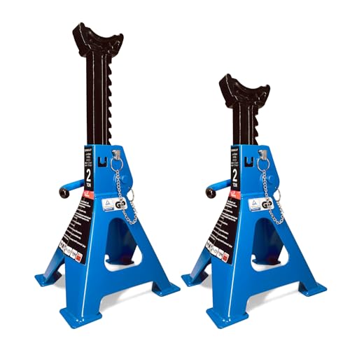 Car Jack Stands 2 Ton with Double Locking and Large Foot Base for Lifting Cars,SUVS,MPVS, Heavy Duty Steel, 4400 lb Capacity, 1 Pair, Blue - size: 2T