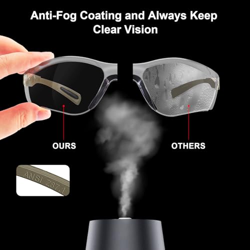 xaegistac Shooting Glasses Anti Fog -Shooting Range Eye Protection | Adjustable Safety Glasses with Z87.1 Certificated Impact Reistance - color: Khaki Frame Yellow Lens