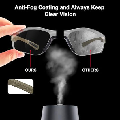 xaegistac Shooting Glasses Anti Fog -Shooting Range Eye Protection | Adjustable Safety Glasses with Z87.1 Certificated Impact Reistance - color: Khaki Frame Yellow Lens