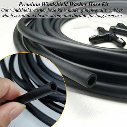 Windshield Washer Hose Kit - Includes 4 Meter Washer Fluid Hose & 12 Pcs Hose Connectors, Compatible with Most Vehicle Windshield Washer Nozzle Installation, for Connecting Car Water Pumps and Nozzles - size: 1-Set