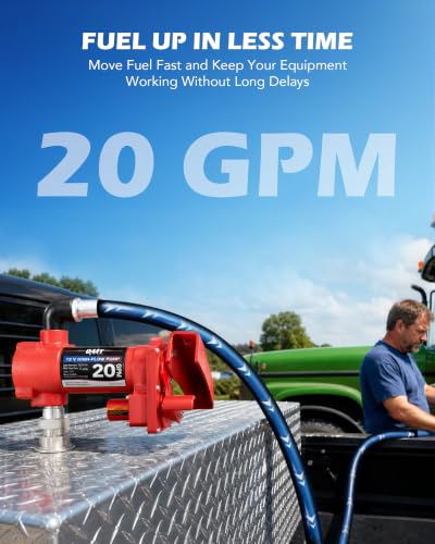 OMT 12V 20 GPM Fuel Transfer Pump with Manual Nozzle | 20 GPM High Flow Gasoline & Diesel Transfer Pump, Portable Electric Fuel Pump for Trucks, Tractors, Farm & Jobsite Use - color: 20GPM Gas Pump Kit