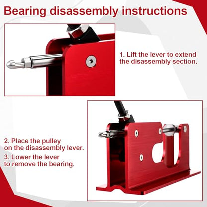 Bearing Press and Puller Wheel Bearing Press Skateboard Tool Fits 7mm 8mm Bearings for Skaters Skateboard, Inline, Longboard, Quad, Caster, and Cruiser Wheels - color: Red