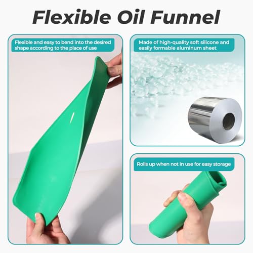 Strong Magnetic Oil Drain Plug Remover Tool & Flexible Oil Funnel Reusable | LitKiwi Essential Oil Change Tools for The Auto Mechanic,for Oil Darin Plug Removal,Oil Draining and Oil Filling