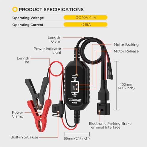 BT10 EPB Emergency Release Tool for Electronic Parking Brakes | Temporary EPB release for brake service and vehicle recovery; dual-direction control, two connections, 10-14 V DC, 5 A fuse