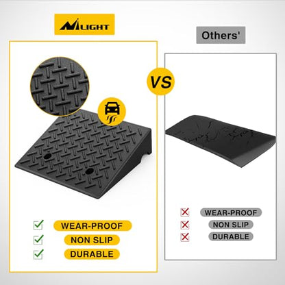 Nilight Rubber Curb Ramps, 7" Rise Height Heavy Duty Rubber Threshold Ramp, Portable Driveway Ramps for Cars Wheelchairs Scooter Lawn Mower, 7000lbs Load Capacity, 2 Pack, Black - size: 7" Rise