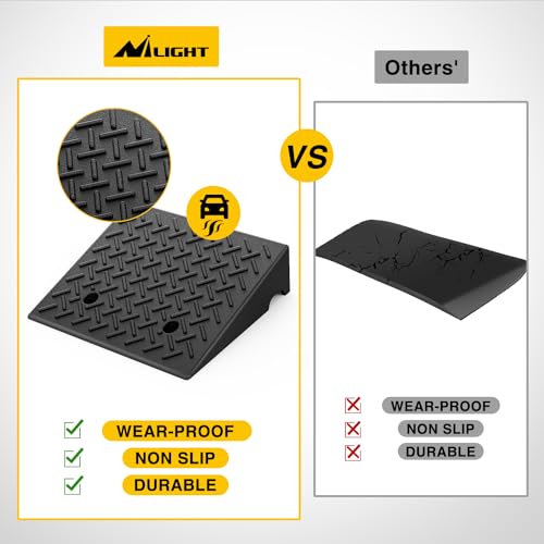 Nilight Rubber Curb Ramps, 5 Inches Rise Height Heavy Duty Rubber Threshold Ramp, Portable Driveway Ramps for Cars Wheelchairs Scooter Lawn Mower, 7000lbs Load Capacity, 2 Pack - size: 5" Rise