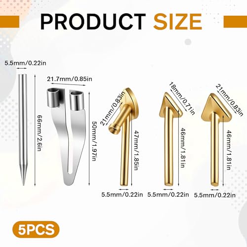5 Pack Copper Plastic Welding Tips Triangle Smoothing Tip Replacement Plastic Welder Soldering Accessories Soldering Rod Heating Smoothing Repair Tool for Plastics Welding Car Bumper Kayak Repair