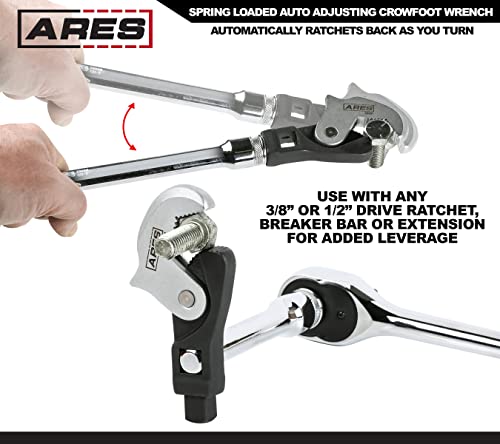 ARES 33008 – 2-Piece Spring Loaded Auto Adjusting Crowfoot Wrench Set – Adjustable Wrench Set with 8 to 32mm (5/16-Inch to 1 1/4-Inch) Coverage – Male & Female Square Drives for Increased Versatility - size: 2-Piece Auto Adjusting Crowfoot Wrench Set