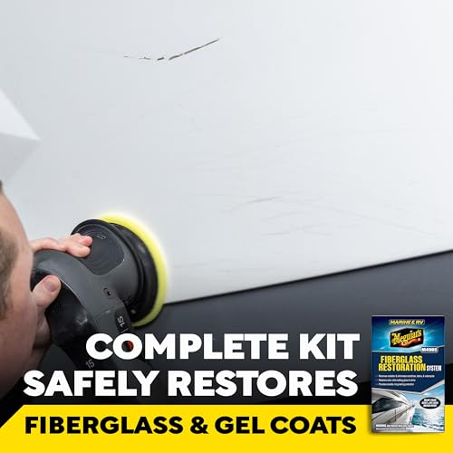 Meguiar's M4965 Marine/RV Fiberglass Restoration System, 3-Piece Marine Fiberglass Repair Kit Featuring Oxidation Remover for Boat Care Plus Boat Polish and Wax - style: Restoration System