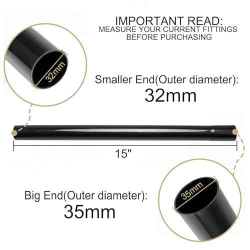 3 PCS Vacuum Extension Wands 1 1/4 inch & 1 3/8 inch Vacuum Accessories 1.25 Inch Extension Wands Attachments 15" Black Smooth Finish Plastic Wand Vacuum Pipe Tubes for Shop Vac Wet/Dry Vacuums