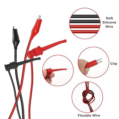 Sumnacon Multimeter Test Lead Set - Stackable Banana Plug to Test Hook, Banana Plug to Alligator Clips Test Cable Kit, Flexible Silicone Electrical Test Wire Leads with Protective 6.6 Ft/2M - size: 6.6 Ft/2M