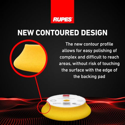 RUPES 9.DA100M Pack of 24 Yellow D-A Fine Finishing Foam Pads 100mm | Ideal for Paint Correction & Gloss Enhancement | Moderate to Fine Defect Removal | Compatible with 4" Backing Plate - size: Fine 100mm, style: Pack of 24