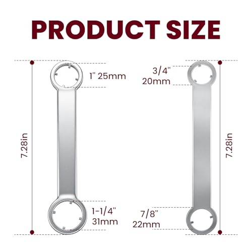 ETZ Antenna Removal Tool and Nut Wrench Set, 2 Pieces | 4 Sizes 3/4" to 1-1/4", Solid Steel Pin-Type, Bezel Disassembly, Anti-Scratch Design, Automotive Maintenance Hardware