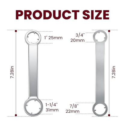 ETZ Antenna Removal Tool and Nut Wrench Set, 2 Pieces | 4 Sizes 3/4" to 1-1/4", Solid Steel Pin-Type, Bezel Disassembly, Anti-Scratch Design, Automotive Maintenance Hardware