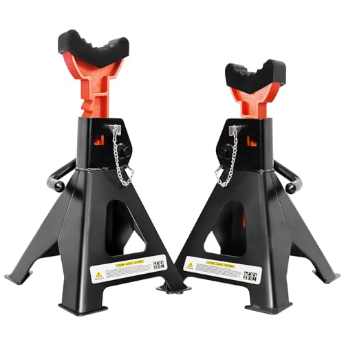 6 Ton Jack Stands Heavy Duty (13,200 LBs Capacity), Car Jack Stands for Trucks with Double Pin Locking & Rubber Pads, 15.6"-23.4" Adjustable for Garage, Home, Vehicle Lifting, 1 Pair Black+Orange - color: Black+Orange, size: 6 Ton Jack Stands with Rubber
