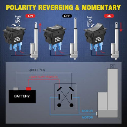 Nilight RET EXT Reverse Polarity Toggle Switches 2PCS On Off On DPDT 3 Position 12VDC Motor Control Power Jack Leveling Momentary DPDT 4Pin 20A Switch w/Jumper Wire for Tongue Trailer - color: 2PCS Momentary EXT RET Switch