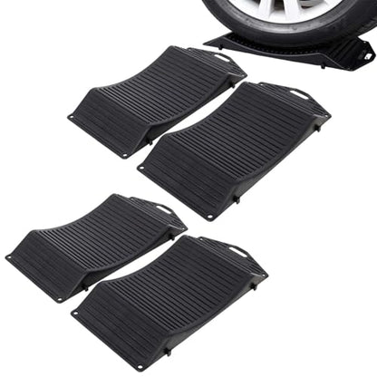 4-Pack Tire Saver Ramps with Anti-Slip Interlocking Pads – Car Wheel Chocks for Tire Flat Spot Prevention, Long-Term Storage Ramp for Cars, RVs, and Trailers – 80,000 lbs Load Capacity