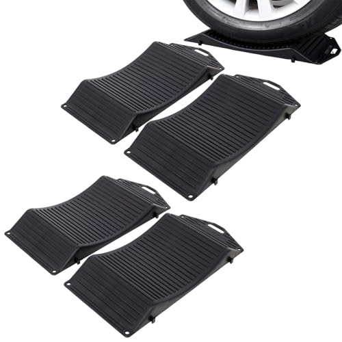 4-Pack Tire Saver Ramps with Anti-Slip Interlocking Pads – Car Wheel Chocks for Tire Flat Spot Prevention, Long-Term Storage Ramp for Cars, RVs, and Trailers – 80,000 lbs Load Capacity
