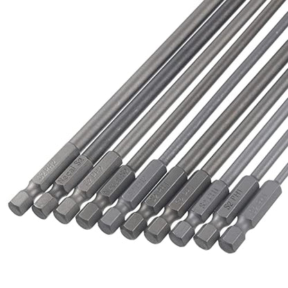 Rocaris 10 Pcs Extra Long Phillips Screwdriver Bit Sets, 1/4 Inch Hex Shank | 8 Inch, Magnetic Screwdriver Bits Cross Head S2
