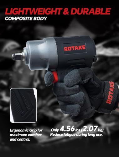 ROTAKE 1/2" Air Impact Wrench, 1245 ft-lbs, Twin Hammer, RT-5274 | 8600 RPM Speed, Heavy-Duty Aluminum Hammer Case, 4.56-lb Composite Body, 3-Speed Control, Auto Repair & Tire Service - size: 1/2" (1245 ft-lbs)RT-5274