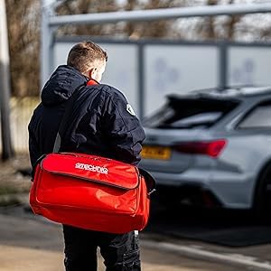 Gtechniq Detailer Bag for Cars, 26.8" x 9.8" x 11" | Organize Detailing Products & Polishing Machines, Configurable, Two Side Pockets with Elastic Retainer, Large Front Pocket