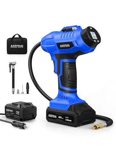 AstroAI C2 Cordless Tire Inflator Air Compressor 20V Rechargeable Battery Powered 160PSI Portable Handheld Air Pump with 12V Car Power Adapter Digital Pressure Gauge for Cars Motorcycles Gift Blue - color: Blue