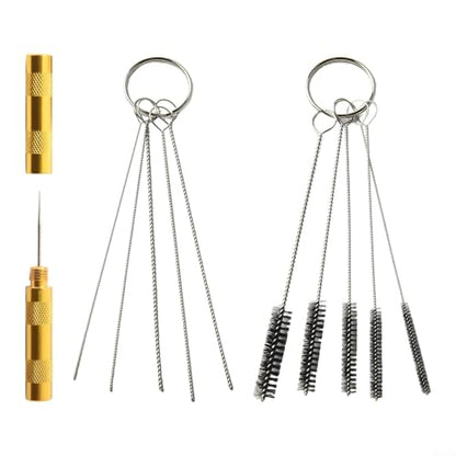 Windshield Washer Nozzle Cleaning Tool Kit with 5 Brush Sizes for Jet Adjustment and Clog Removal, Metal Needle Set to Clean Water Stains and Reposition Sprayers on