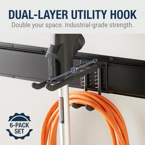 Aking Ace 96-Inch Heavy Duty Wall Mount Garden Tool Organizer for Garage | Adjustable hangers perfect for shovels, rakes, and Garage Tools, Heavy-duty rack holds 700lbs. Ideal for shed organization - size: 96inch
