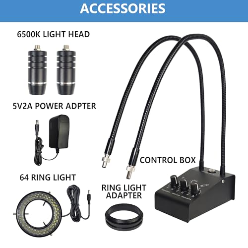 Microscope Light Source Dual Gooseneck Spotlight 3W 6500K for Lab, Industrial, Biological Stero Microscope Illuminator for Electronic PCB Watch Repair (Spotlight-A) - color: Spotlight-A
