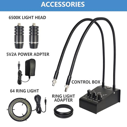 Microscope Light Source Dual Gooseneck Spotlight 3W 6500K for Lab, Industrial, Biological Stero Microscope Illuminator for Electronic PCB Watch Repair (Spotlight-A) - color: Spotlight-A