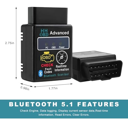 Bluetooth OBD2 Scanner for Car, Professional OBDII Vehicle Diagnostic Tester with Exclusive App, Wireless OBD2 Auto Engine Fault Code Reader Scan Tool for Phone PC