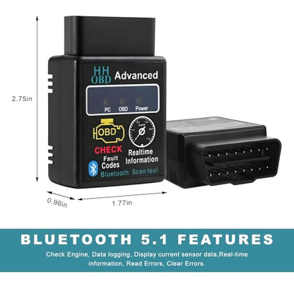 Bluetooth OBD2 Scanner for Car, Professional OBDII Vehicle Diagnostic Tester with Exclusive App, Wireless OBD2 Auto Engine Fault Code Reader Scan Tool for Phone PC