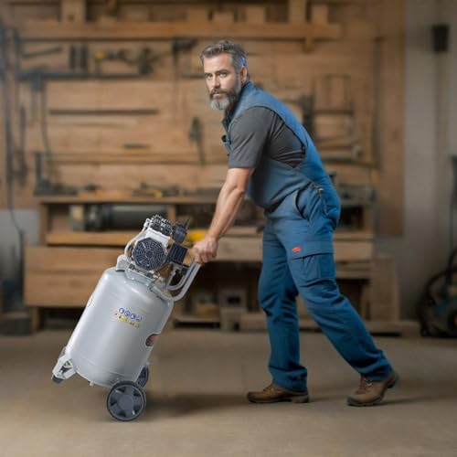 VEVOR 13-Gallon Air Compressor, 2HP, 4.6 SCFM@90PSI, Oil-Free Tank, 66dB Quiet Operation, Ideal for Tire Inflation, Woodworking, Auto Repairs, and Spray Painting (Maximum Pressure 125 PSI) - size: 17.5'' x 16.5'' x 33.3''