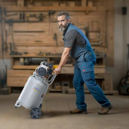 VEVOR 13-Gallon Air Compressor, 2HP, 4.6 SCFM@90PSI, Oil-Free Tank, 66dB Quiet Operation, Ideal for Tire Inflation, Woodworking, Auto Repairs, and Spray Painting (Maximum Pressure 125 PSI) - size: 17.5'' x 16.5'' x 33.3''