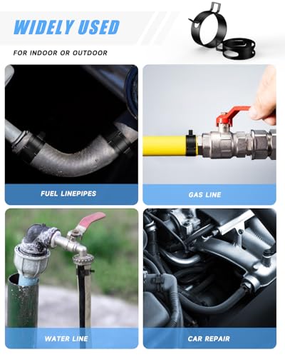 360Pcs 1/5" to 1" (5-25mm) Spring Band Hose Clamps Assortment Kit with Swivel Flat Hose Clamp Plier, SEKSUALA Constant Tension Steel Clamps for Fuel Lines, Silicone,Vacuum Hoses (Black) - size: Black-360Pcs-21Size(5-25mm)