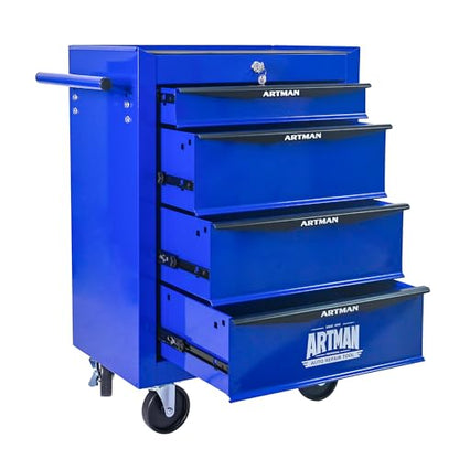 RYH 4 Drawers Rolling Tool Chest - 13" D x 20.9" W x 30.5" H Heavy Duty Mobile Tool Cart with Locking Wheels & Ball Bearing Drawers, Garage Tool Storage Cabinet (Blue, 4 Drawers) - color: Blue-black, size: 4 Drawers（30"H × 20"W × 13"D)