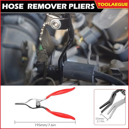 TOOLEAGUE 8Pcs Fuel Line Disconnect Pliers Set,Hose Pipe Clamp Clip | Fuel Filter Caliper,Panel Clip/Spring Clamp/Hose Removal/Relay Puller/Plier,30 Degree Push Pin/Car Trim Removal Tool for Auto