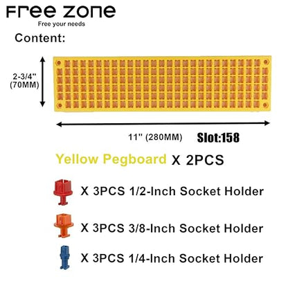 Free Zone Bit Organizer Set, 158-Hole 1/4" Hex Bit Toolbox Storage | Yellow; drive bit adapter & 1/2", 3/8", 1/4" socket holder compatible; anti-drop design; tools not included - color: Yellow
