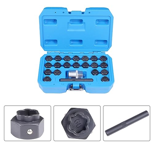Wheel Lock Lug Nuts Set, Anti-Theft Lug Removal Tool, 22 Pcs Automotive Anti-Theft Wheel Screws Removal Key Socket Kit for BMW
