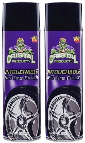 Cristal Products Untouchable Tire Shine Spray – Long-Lasting Wet Tire Finish for Deep Gloss & Protection – Waterproof Tire Shine, Easy Application, Premium Tire Cleaner Shine 8oz (2PK) - size: 8oz-2PK