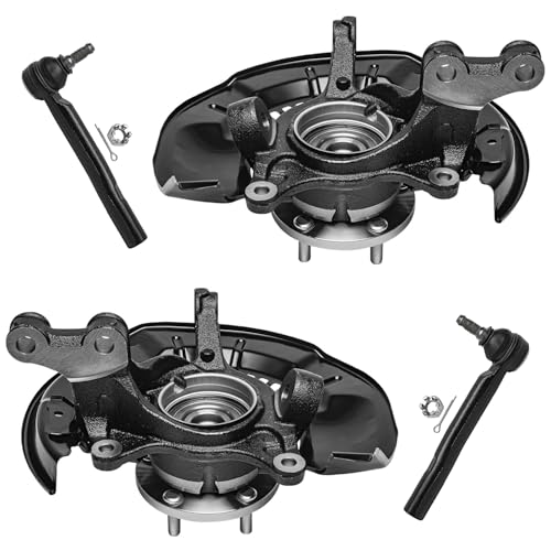 Detroit Axle - AWD 3.5L Front Steering Knuckles & Wheel Hub Bearings Outer Tie Rod Ends Replacement for 2008-2013 Toyota Highlander - 4pc Set - size: 4SU50518/Kit