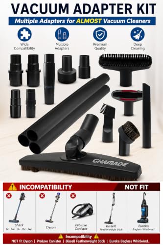 Universal Vacuum Attachments Hardfloor Brush and Replacement Accessories for Vacuum Cleaners - Horsehair Hardwood Floor Attachments and Vacuum Hose Adapter Kit - Vacuum Attachments for Car Detailing
