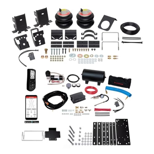 TrendsAuto Firestone Airide Red Label Rear Air Springs Kit & Air Command Dual Wireless App & Remote Extreme Compressor with Tank Kit fits 2011-2016 F250 F350 | Includes TrendsAuto Decal - size: Dual Path (Remote & App)
