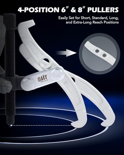 OMT 3" 4" 6" 8" Gear Puller Set, 3 Jaw Puller with Reversible Jaws | 4pc Bearing Puller Pulley Puller Tool Kit for Pulley Gear Bearing Flywheel Removal, Silver - color: silver, size: 3" 4" 6" 8"