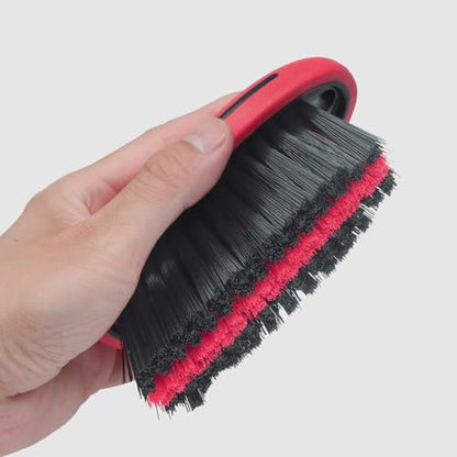 Carpet and Upholstery Cleaning Brush,Carpet Scrubber Stiff Bristle Detailing Scrub Brushes,Interior Leather Brush for Car and Home (Red) - color: Red