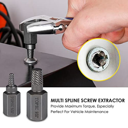 Topec Bolt Extractor Kit, 29 Piece Screw Extractor and Left Hand Drill Bit Set, Easy Out Stripped Lug Nut Remover Socket for Stripped, Damaged, Rounded-Off, Rusted Bolts, Nuts & Screws - size: 29-piece