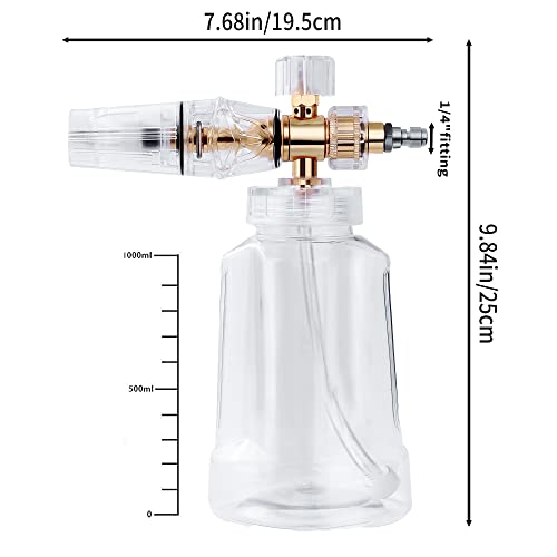 Foam Cannon for Pressure Washer, FENGPAI Foam Cannon with 1/4 Inch Quick Connector, Soap Dispenser for Car Washing with Adjustable Thick Foam