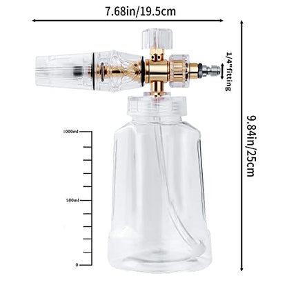 Foam Cannon for Pressure Washer, FENGPAI Foam Cannon with 1/4 Inch Quick Connector, Soap Dispenser for Car Washing with Adjustable Thick Foam
