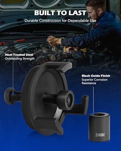 OMT Harmonic Balancer Puller for Engine Balancer Removal Replacement | LS Crank Pulley Puller Compatible with GM Chrysler Jeep Dodge, Harmonic Damper Puller with 24mm Socket